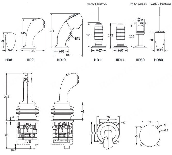 LT02 industrial joystick diagram